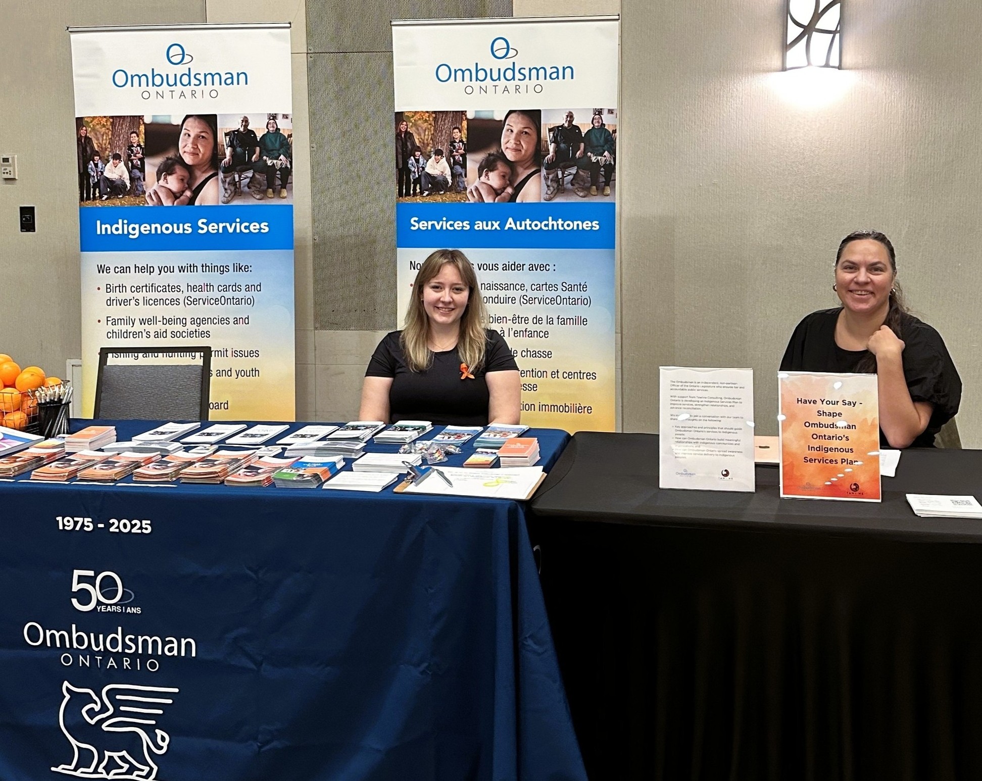 staff at our booth for the Annual General Assembly for the Ontario Native Women’s Association