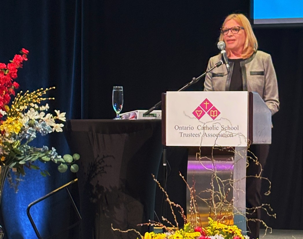 Barbara Finlay speaks to the Ontario Catholic School Trustees’ Association