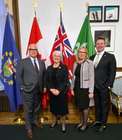 Paul Dubé, Barbara Finlay and Carl Bouchard with Lieutenant-governor Edith Dumont