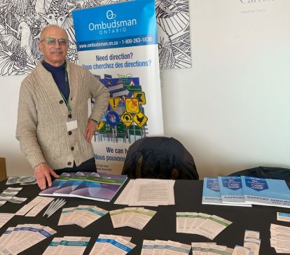 Staff at our booth at the Association francophone des municipalités de l’Ontario annual conference